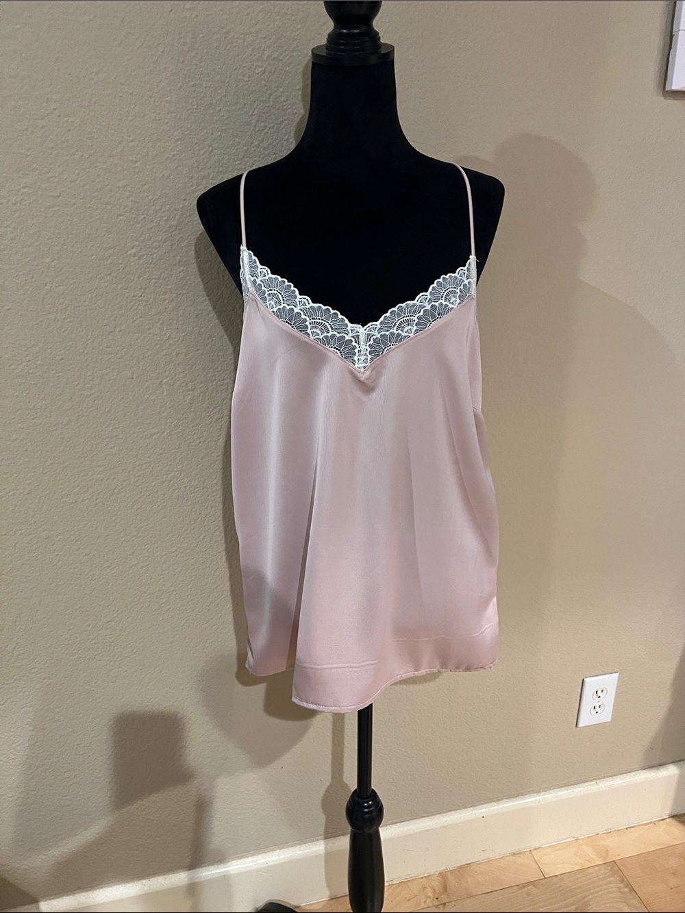 Gibson Blush Pink Satin Lace-Trim Cami